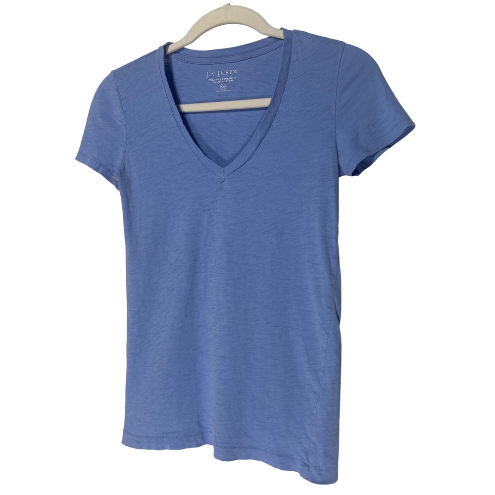 J. Crew Featherweight Slub Cotton V-Neck T-Shirt Blue XXS